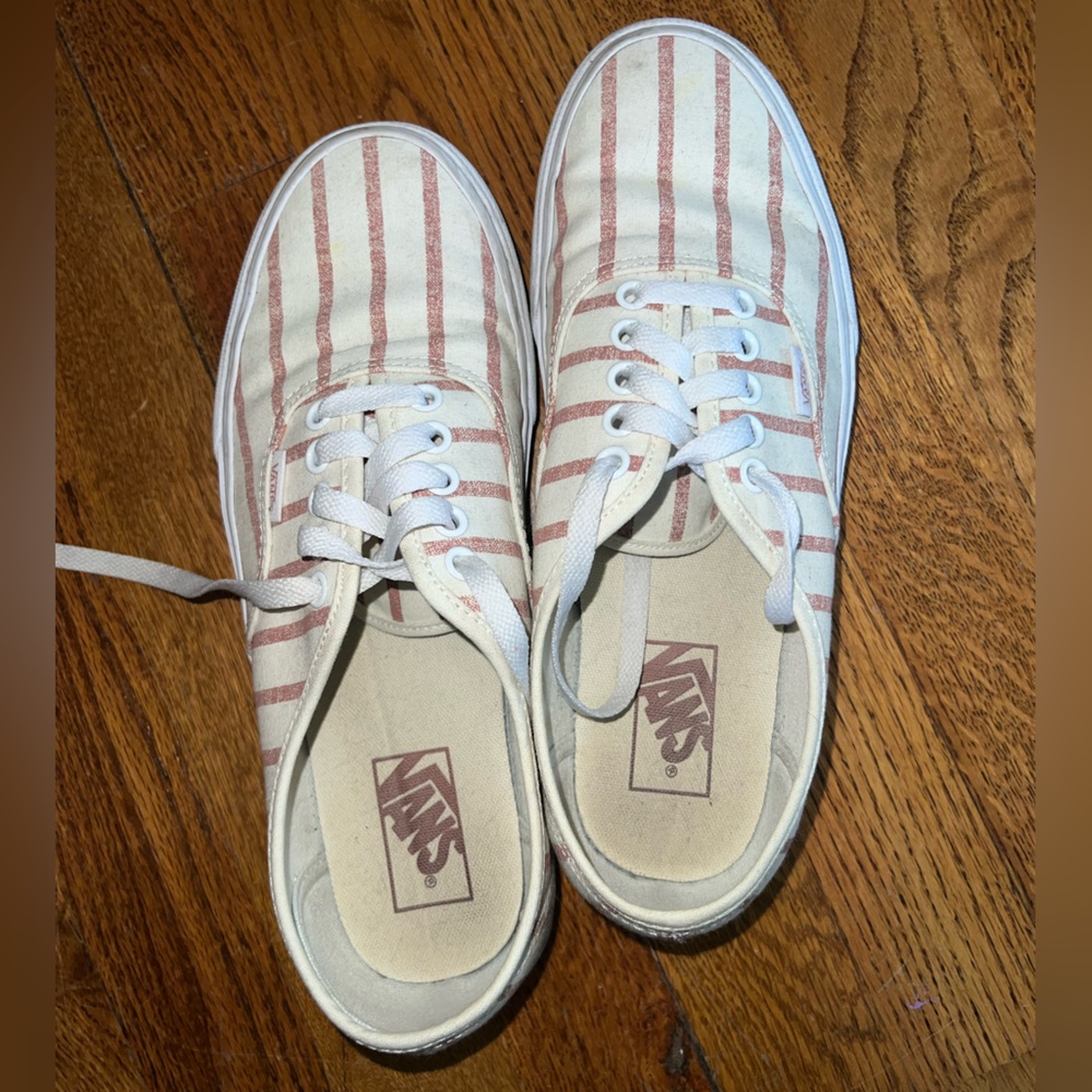 Vans Red and White Striped Lace-Up Sneakers